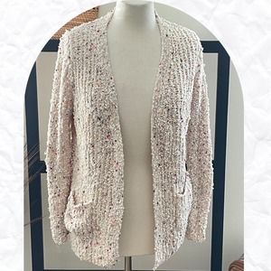 John Paul Richard Women's White Long Sleeve Funky Fun Open Front Cardigan Size M